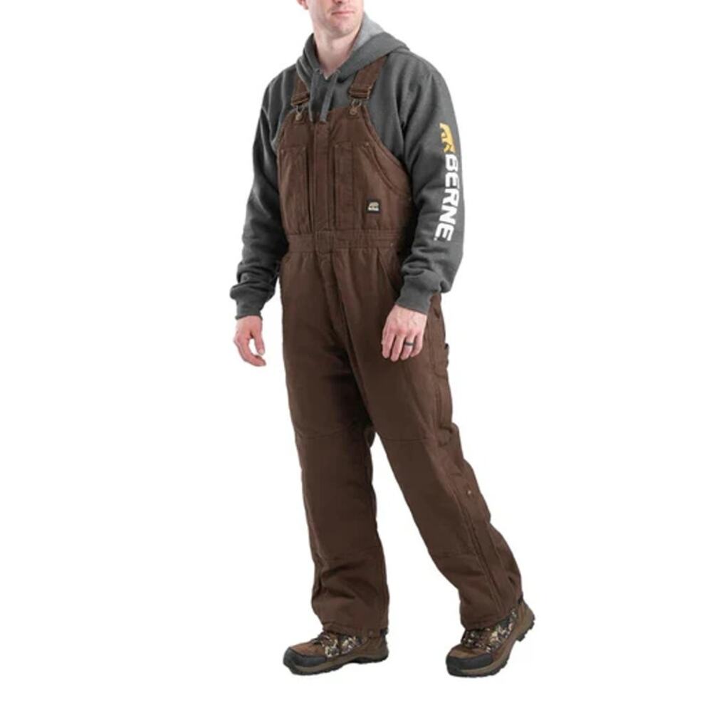 Berne Men's Bark Heartland Insulated Washed Duck Bib Overall Size 3XL